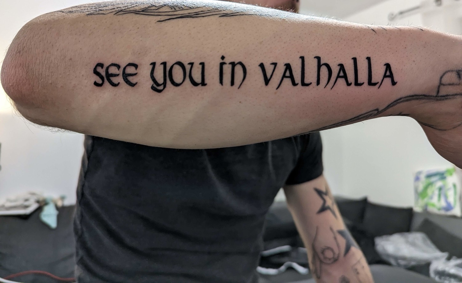 Schriftzug See you in Valhalla